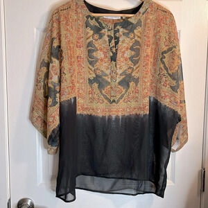 ☀️Violet+Claire sheer bohemian caftan top women’s M 3/4 sleeves